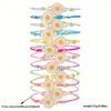 Popular Colorido Set de 12 Pulseras Tejidas a Mano de Girasol Pulsera con Colgante de Aleación Estilo Bohemio para Mujeres