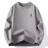 Ropa de punto gruesa de invierno para hombre, prenda de punto de una pieza con forro polar, jersey de punto de cuello redondo, ropa térmica retro de alta gama
