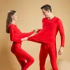 Ano de nascimento terno roupas quentes masculinas vermelho vivo casamento roupa de baixo longa
