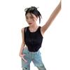 Design Sense Flor Tridimensional Camisole Curto Feminino Verão Novo Doce Spice Girl Cintura Alta Slim Sem Mangas Top Trendy