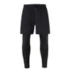 Pantalones Deportivos de Dos Piezas Falsos Transfronterizos para Hombre Elásticos Ajustados para Correr Fitness Largos de Entrenamiento de Secado Rápido de Doble Capa para Baloncesto Modernos