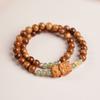Pulsera Bodhi de Cocinero Ecológico Original Natural, Cuentas Redondas de Jade Hetian Cálido, Talla de Sándalo, Linda Pulsera Estilo Patria