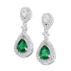 Pendientes de Plata S925 de Alta Venta Transfronteriza, Super Brillantes, Esmeralda Cultivada, Pendientes de Gota de Agua de Lujo Accesible de Moda para Mujer