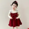 Traje de Niña Primavera Otoño 2026 Nuevo Ropa de Otoño para Niños Chaleco Falda Elegante de Moda para Bebé Conjunto de Dos Piezas