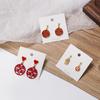 Pendientes de plata 925 con forma de aguja, diseño festivo de novia roja, palabra feliz, nudo chino, gato de la suerte, linterna, borla, Año Nuevo