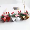 Decoração de férias de Natal chifre duplo sino janela pingente de árvore de Natal handmade diy acessórios de metal pingente de sino
