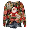 Nuevo suéter transfronterizo otoño e invierno 2023 estampado digital 3D para mujer tendencia callejera navideña camiseta de cuello redondo top