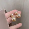 Pendientes de Perla con Cruz de Aguja de Plata S925 Lujo Ligero Estilo Francés para Mujer Diseño Alto Estilo de Hong Kong Nueva Moda 2024