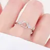 Anillo floral de doble flor estilo chino, fresco y juvenil, de plata de ley maciza S925, con engaste vacío de 6.5 mm para moissanita de 1 quilate para DIY