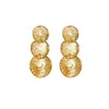 Pendientes Largos Colgantes Redondos Plisados Huecos de Aguja de Plata Moda Exagerada Europea y Americana Pendientes de Personalidad Pendientes Ligeros de Lujo de Gama Alta para Mujer