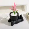 Vasos de Plantas Suculentas Nórdicos, Vasos de Flores de Vinil Simples e Criativos, Decoração de Mesa de Escritório, Plantas Pequenas em Vasos Preguiçosas Preto e Branco