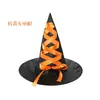 Correa Europea y Americana de Halloween Sombrero de Bruja Tela Oxford Negra Sombrero de Mago Fiesta Festival Sombrero Puntiagudo de Ala Ancha