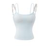 Camisola al por mayor para mujer con doble tirante en forma de U, sujetador incorporado y diseño floral, top base de verano ajustado