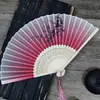 Abanico de Bambú Plegable de Color Cálido Rosa Estilo Chino Tradicional para Mujer, Abanico de Bambú Plegable para Danza, Abanico de Danza Rojo Estilo Chino, Abanico Plegable Hecho de Bambú y Madera