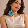 Joyería Transfronteriza Europea y Americana Hecha a Mano DIY Correa Multiusos Collar de Rosas Diseño de Flor de Tela Collar de Satén
