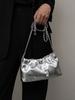 Bolso de Axila de Moda 2026 con Acabado de Lujo, Bolso Plegado Nube, Bolso para Mujer Hecho de Piel de Vaca de Primera Capa, Bolso de Hombro Único Cruzado con Cadena de Bolas Doradas
