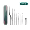 En stock acero inoxidable sacaoídos limpiador de oídos de doble punta giratorio herramienta sacaoídos juego de ocho piezas juego de nueve piezas