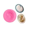 Molde de silicone para porta-retrato de cabeça de senhora estilo europeu retrô em relevo decoração de bolo de chocolate fondant ferramenta de panificação