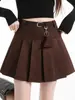 Elegante y sofisticada falda adelgazante de cintura alta para mujer, nuevo estilo otoño 2026, falda-pantalón línea A plisada anti-exposición 13428