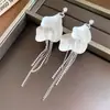 Pendientes de botón con borla de pétalos de circonita cúbica Aguja de plata Lujo Ligero Gama Alta Versátil Diseño de Pendientes Fresco Dulce Sentido del Diseño Nicho