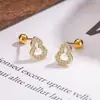 Nuevos Pendientes de Verano con Forma de Calabaza con Incrustación Completa de Diamantes, Tornillos de la Suerte Huecos, Súper Brillantes, Lujo Ligero, Pendientes Versátiles para Mujer