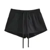 Nuevos shorts casuales de jacquard con cordón y cintura elástica, estilo europeo y americano 2026, pantalones cortos ajustados de pierna ancha para mujer