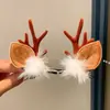 Chifres de Rena de Natal Transfronteiriços Decoração de Árvore Pequena Presilha de Cabelo de Natal Pelúcia Fofa Adereço de Cabeça para Festa de Feriado Acessórios de Cabelo para Meninas