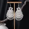 Pendientes Largos con Borlas de Imitación Plata Miao Estilo Étnico para Mujer, Mariposa Pavo Real Flor Pendientes Largos, Pendientes Estilo Bohemio para Fotografía de Viaje
