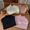 Ropa Suave para Niños 2025 Nuevo Otoño Estilo para Niñas Suéter Tejido de Manga Larga con Cuello Alto Medio Versátil Camiseta de Fondo para Niños