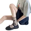 Calcetines de Malla para Pantorrilla Estilo Coreano de Primavera y Verano Calcetines de Red Transparente Ultra Delgados de Lunares Calcetines de Encaje Retro con Lazo para Ballet