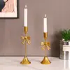 Portavelas de Mesa de Hierro Forjado Creativo con Forma de Lazo Estilo Francés para Bodas, San Valentín y Cenas a la Luz de las Velas