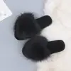 Chinelos Maomao de Cor Sólida Femininos de Inverno para Casa Indoor de Chão Planos Quentes Abertos na Ponta Chinelos de Pelúcia