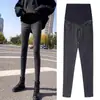 Pantalones de Maternidad Otoño Invierno Ropa Exterior Pantalones Largos Terciopelo Grueso Leggings de Maternidad de Invierno Soporte para el Vientre Pantalones Ajustados Ropa de Maternidad Otoño