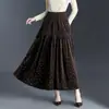 Falda midi floral de moda y elegante para mujer, nuevo modelo otoño 2026, de cintura alta, que cubre la cadera, falda larga elegante y versátil con un dobladillo amplio.