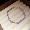 Pulsera de Mariposa y Flor de Circonita Super Brillante Estilo Coreano, Sensación de Lujo Ligero y Gama Alta, Moda de Nicho, Accesorio de Mano Versátil para Mujer