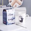 Taza de Cerámica Creativa Taza para Pareja Regalo Personalizado Taza con Cuchara Caja de Regalo Actividad de Apertura Taza Publicitaria Impresa