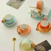 Taza de Café Cerámica de Color Degradado, Taza de Té de la Tarde de Aspecto Elegante, Taza para Latte, Vaso de Agua para el Hogar, Regalo Creativo para la Reunión Anual de la Empresa
