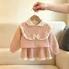 Conjunto de suéter para niña, nueva colección otoño/invierno, con un gran lazo hecho de hilo floral