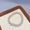Pulsera de Ágata Blanco Hielo Natural Lichi Calcedonia Congelada Círculo Único Pulsera de Cristal Blanco Regalo para Pareja Hombre y Mujer Mejor Amigo