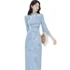 Nuevo Cheongsam Mejorado de Estilo Chino para Niñas Jóvenes, Vestido Azul Retro de Estilo Nacional de Alta Gama y Impresionantemente Hermoso para Figuras Pequeñas