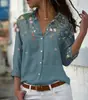 Comercio Exterior Transfronterizo 2024 Cárdigan para Mujer Europeo y Americano Camisa de Manga Larga con Estampado de Flores 3D Top de Alta Gama Versátil para Mujer
