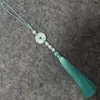 Novo produto de Guanshanyue: pingente de paz de jade branco com borlas, franjas de pérolas, joias de estilo antigo e borlas de seda