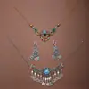 Estilo Étnico Retro Tocado, Pendientes, Conjunto de Collar, Accesorios Exóticos para Fotos