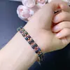 Pulsera de Ópalo Negro Natural Multicolor con una Piedra Principal de 4*6 mm Llena de Brillo como Fuego, Finamente Elaborada e Incrustada en Plata de Ley 925