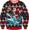 Novas Blusas de Moletom Redondas para Outono e Inverno de Natal Masculinas e Femininas Amazon Transfronteiriças com Estampa 3D Casuais Largas com Forro de Lã para Homens