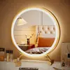 Espelho espelho cosmético grande com luz de mesa led dormitório estudantil quarto penteadeira mesa de cabeceira celebridade da internet luz de preenchimento espelho redondo