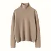 Camisa de punto de cachemira de cuello alto sin costuras de una sola línea para mujer, nueva blusa de otoño e invierno con cuello alto interior ajustado