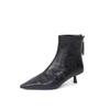 Botas de Moda de Puntera Fina y Tacón de Aguja 2026 Invierno Nuevas Botas Cortas Estilo Europeo y Americano de Tacón Medio con Forro Polar, Botas Chelsea Elegantes y Simples