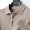 Suéter de lã tricotado com gola estilo business para homens, outono e inverno casual nova camisa de tricô com gola polo