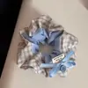 Gomita de Tela Azul a Cuadros para Niña Energética - Elegante de Alta Gama Versátil para el Cabello y Accesorio para el Cabello Estilo Nuevo